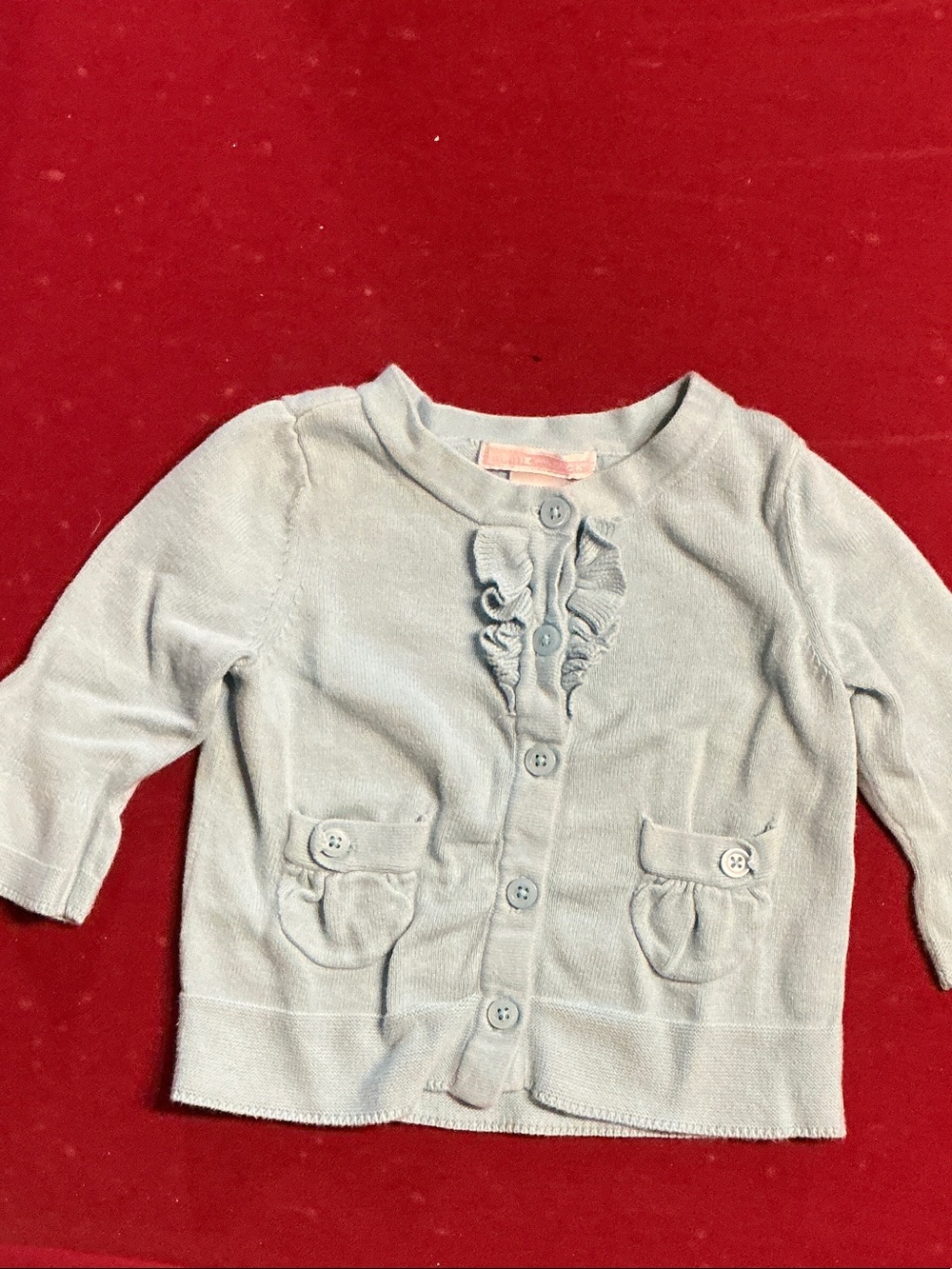 Janie and Jack baby blue ruffled cardigan 3 to 6 mo.